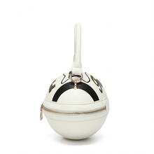Football Shaped Crossbody Handbag - Unique Sports-Themed Purse With Adjustable Strap - White - View 3