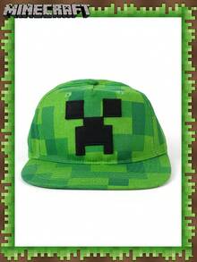 1pc Minecraft Officially Licensed Creeper Fashionable Canvas Hat Baseball Cap Peaked Cap Daily Commuting Working Travelling Adjustable Outdoor Sun Hat For Family Friends Funny Birthday Party Gift