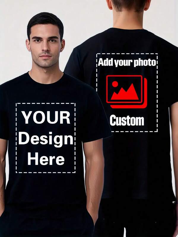 1 Stück personalisiertes Herren T-Shirt - nach Ihrem Design, Foto oder Logo individualisiert, beidseitiger Druck, regulärer Rundhalsausschnitt, leichter Polyesterstoff, perfekt für den Sommer, Vatertag oder kulturelle Bekleidung. Geeignet für tägliche Ausflüge, Hauskleidung, Sport und Fitness, das perfekte Geschenk für Väter, Söhne, Freunde und Freundinnen, als Geburtstags- oder Valentinstags-Geschenk.