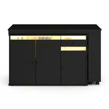 53" Rotating L-Shaped Computer Desk With Storage Cabinet, Drawer & Shelves, Modern Study Writing Table, Home Office Bedroom Workstation For Small Space - Black - View 2