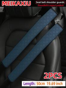 MEIKAXIU 50cm/19.69in PU Leather Embossed Comfortable Soft Extended Car Shoulder Pad, Universal Car Decor Accessory, Safety Belt Protector To Relieve Pressure And Prevent Tightness