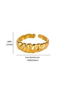Chain-Shaped Rings For Men 18K Gold Plated Open Stainless Steel Ring Vintage Geometric Asymmetrical Jewelry Daily Party Wear