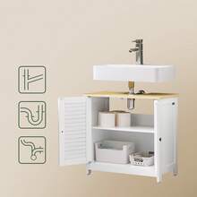 SoBuy Washbasin Base Cabinet Bathroom Cabinet Bathroom Furniture Base Cabinet In Natural White WHT Approx. 60x59x35cm FRG237