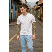 White T-Shirt + Jogger Pants Kit Opposite Modas Elegant Versatile High Quality - Baby Blue - View 2