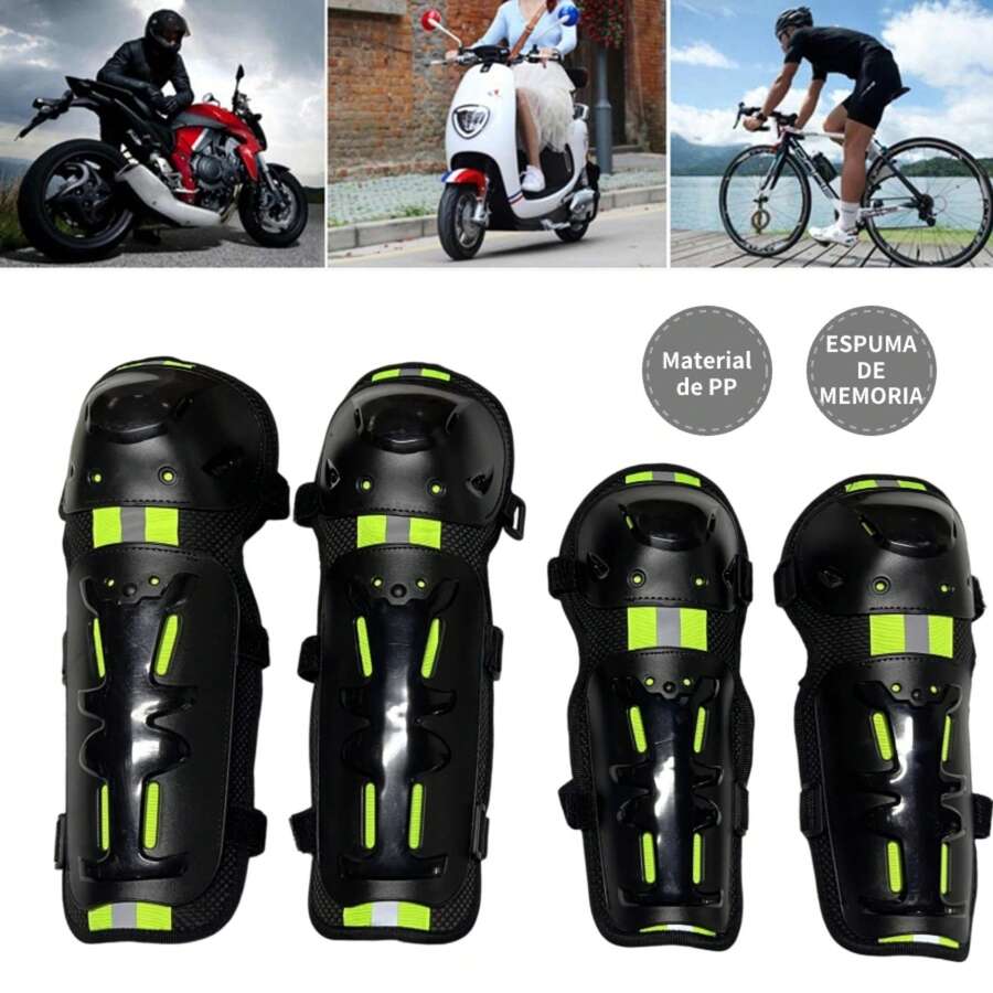 Adecuadas para motocicletas, patinetas y conducción todoterreno, estas rodilleras y coderas son resistentes al viento, abrigadas y anticaídas. Son aptas tanto para hombres como para mujeres y cuentan con un diseño reflectante para mayor  en tus salidas nocturnas. - AMARILLO FLUORESCENTE - Ver 1