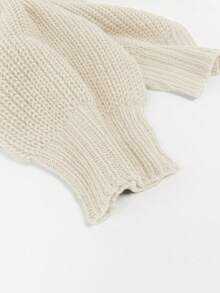 1 chiếc áo khoác cardigan dệt kim tay dài dáng rộng màu trơn dành cho nữ, thích hợp cho mùa thu/đông. - Màu be - Xem 7