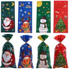 50pcs Christmas Gift Packaging Bags, Snowflake Cookie Candy Self-Sealing Bags, Tie Rope Bags Christmas Christmas Decorations Christmas Pajamas Christmas Gifts Christmas Decor