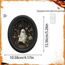 1/4 piezas, Decoración de pared de estilo gótico con gato negro fantasma, arte ovalado, adecuado para el hogar, la oficina, la decoración de fiestas, la decoración de Halloween, 2D