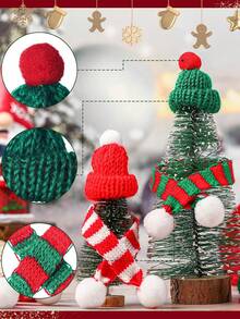 1pc Mini Christmas Hats And Scarves Small Doll Size Santa Hats ,Christmas Knit Doll Hats & Scarves Decor, Small Snowman & Mini Santa Hats For Dolls, Mini Xmas Ornaments Home Decor Christmas Decorations Room Decor Winter