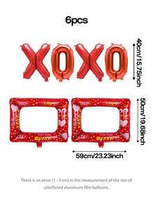 Bộ 5/6 bóng bay hình khung ảnh ngày Galentine, bóng bay chữ XOXO màu đỏ 16 inch, bóng bay phông nền khung ảnh bơm hơi, phông nền chụp ảnh, ngày hội gia đình, tiệc hội chị em, thích hợp cho lời tỏ tình ngày Valentine, hẹn hò cặp đôi, tiệc độc thân, tụ họp chị em, kỷ niệm ngày cưới, sinh nhật bất ngờ cho cặp đôi, trang trí phòng, thêm chút ngọt ngào và lãng mạn. - Nhiều màu - Xem 11