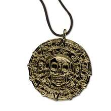MASTER USA - COIN - Coin Necklace, Antique Gold Alloy Metal Medallion, Includes Black Nylon Neck Cord, Perfect For Cosplay, Pirates, Caribbean, , Skull, Fantasy - COIN, Small-292928 - 彩色 - 查看 1