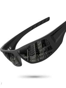 New Men's Polarized Sports Sunglasses - Black - View 1