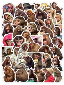 55pcs Funny Monkey Expression Sticker Pack, Amusing Monkey Design, Graffiti Expression Sticker, Waterproof And Easy To Stick, Suitable For Guitar, Luggage, Phone Case, Laptop, Exquisite Gift, Full Coverage Removable Sticker - Multicolor - View 2