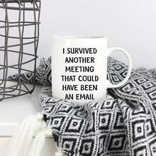 5Aup Christmas Gifts Funny Quote Office Coffee Mug 11 Oz, I Survived Another Meeting That Could Have Been An Email, Unique Inspirational And Souvenir Gifts For Co-Worker Colleague - 圖片色 - 查看 6