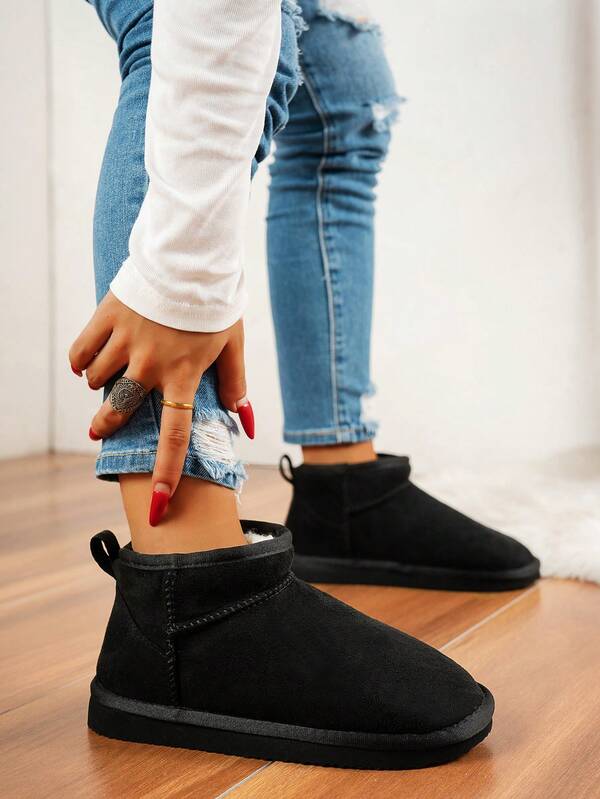 Stivali da neve da donna antiscivolo autunno/inverno, alla caviglia, casual, morbidi, caldi e confortevoli per uso esterno