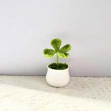 1 件手工钩编盆栽，郁金香/向日葵/心形花桌面装饰，针织玫瑰花，勿忘我盆栽礼物，人造花桌面装饰，派对礼物