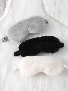 10/3/1 Piece Black/Cute Pink Satin Fluffy Soft Eye Mask, Made Of Soft Flannel And Polyester Fabric, Good Blackout Effect, Suitable For Home, Sleep, Travel, Relaxation, Healthy Sleep - Multicolor - View 2