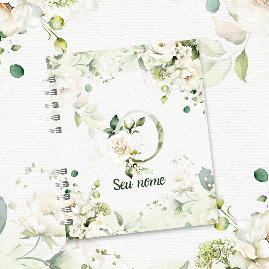 Personalized A5 Floral Notebook With Initial And Name - O - View 1