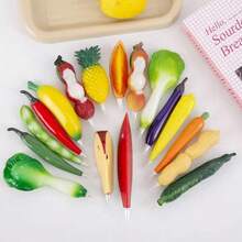 Caneta esferográfica criativa em formato de frutas e vegetais, 1 peça, cor aleatória, papelaria para estudantes, presente de Natal, recompensa de fim de semestre