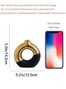 1个5.5英寸陶瓷甜甜圈花瓶，圆形花瓶，适合种植芦苇草，北欧现代装饰花瓶，陶瓷花瓶装饰品，适用于婚礼、卧室、客厅、咖啡桌、办公室、圣诞礼物等场合。（如果您对尺寸有疑问，请参考尺寸表并谨慎购买） - 彩色 - 查看 6