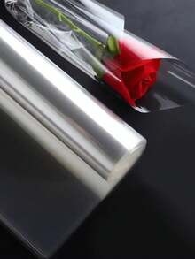 1 Roll Thick Waterproof Transparent Wrapping Paper, Suitable For Birthday, Baby Shower, Wedding Party, Gift Baskets And Flower Packaging - Transparent - View 2