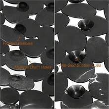 1pc 53 * 52cm Pebble Anti Slip Pad With Suction Cup For Bathroom Anti Slip Pad, Machine Washable And Easy To Clean 21 * 20.5 Inches, Suitable For Shower Rooms, Hotels, Bathrooms, Toilets, Bathtubs, Bathroom Accessories, Autumn Decoration - Black - View 7