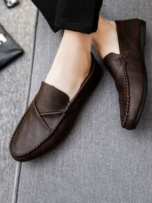 2025 Spring Men's Formal Business Fashion Korean Style Shoes, Leather Penny Loafers, Soft Sole Slip-On Driving Shoes (Loafers Run Small, Larger Size Recommended For Those With Wide Feet)