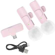 Wireless Lavalier Lapel Microphone Compatible With Iphone TypeC Android Camera Plug-Play Professional Noise Reduction Recording Clip Mic For Creator Interview - Pink - View 11