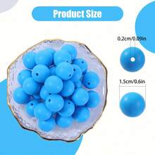 42 hạt silicon tròn 15mm dùng làm vòng tay, móc khóa, vòng cổ, phụ kiện trang sức và hạt silicon tròn đựng bút - Hạt gel silica - Xem 49