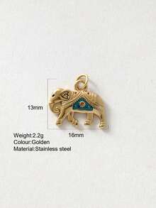 1pc Cute Cartoon Stainless Steel Crab, Seashell, Seahorse, Dolphin, Elephant Pendant, DIY Necklace, Earring, Bracelet, Keychain Jewelry Accessory, Suitable For Party, Halloween Decoration