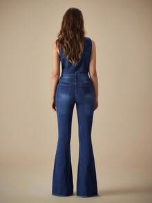 Selenza 女士简约日常喇叭牛仔裤 西方女装 - 深色水洗藍 - 查看 5