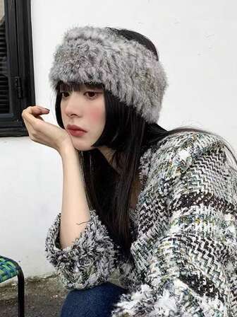 1 buc. Bandă de păr din pluș de culoare solidă, accesoriu versatil la modă, pălărie pliabilă tricotată moale, potrivită pentru purtare zilnică, călătorii, schi, întâlniri, petreceri stradale, întâlniri, ședințe foto, întoarcerea la școală și multe altele. Eșarfă pentru femei, bandă de păr de toamnă, accesorii de păr de iarnă pentru femei, pentru ținute de vacanță.