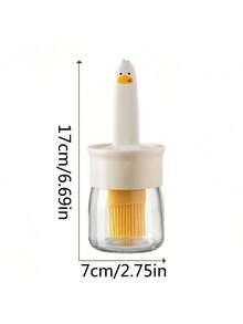 1 pieza Botella de vidrio resistente al calor con cepillo de silicona, cepillo de aceite de cocina todo en uno para hornear, asar a la parrilla, herramientas de cocina para panqueques