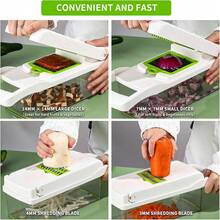 {GREEN}15-In-1 Multifunctional Vegetable Chopper Slicer, Onion Cutter And Chunker, Food Chopper, Chunker For 7pcs Of Vegetables, Tomato Chunker, Potato And Garlic Chopper With Drain Basket, Egg Cutter - Trắng và xanh lá cây - Xem 6