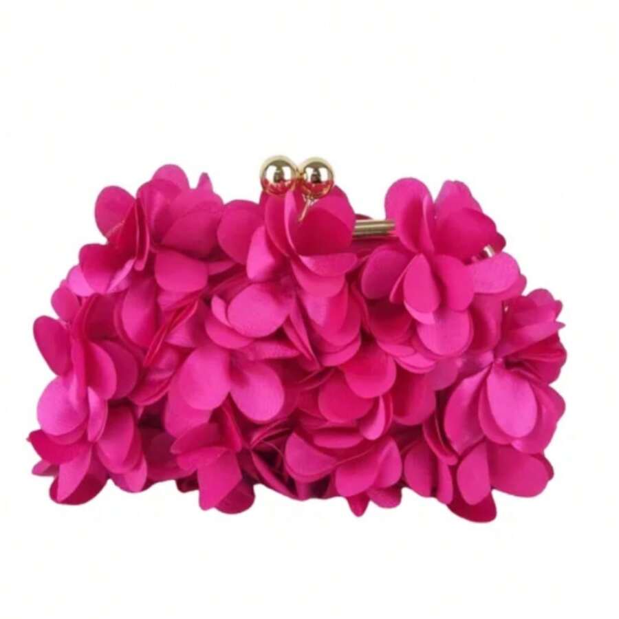 Clutch Bag Party Flower Weddings Godmother Events Nightclubs Graduations Luxury - Rosa Fucsia - Ver 1