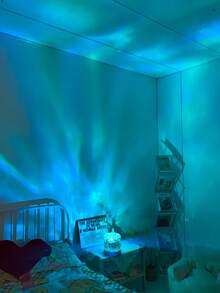 1个16色旋转波浪灯，USB供电，卧室床头灯，客厅墙面装饰，餐厅/酒吧氛围照明，卧室RGB遥控夜灯，旋转波浪图案设计，适用于卧室、走廊，可作为送给朋友/家人的生日礼物，动态照明，旋转投影，氛围照明，房间装饰，灯具