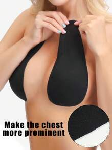 2 Pairs/4pcs Plus Size Invisible Lift Latex Tape Sticky Water Drop Shaped Breast Petals Strapless Bra Liner, Beige, Brown, Coffee, Black, Suitable For B-E Cup Busty Women