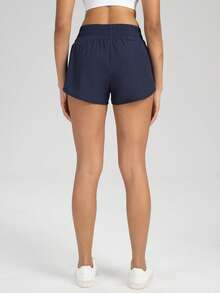 Women'S High-Waisted Running Shorts Designed For Sports And Quick-Drying - Navy - View 3