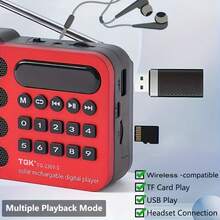 Portable FM/ LW/ SW Radio With Headphone Jack - USB/ Battery Powered,1200mAH Battery, Red & Black Compact Design, LCD Display - For Travel, Gym, Home, Office - Ideal Gift For Podcasts, News, Music Streaming, Small Portable Radio, Gym Audio Gear, Sleek Handheld Radio, Durable Radio, Sturdy Construction, Home Entertainment, Lightweight Design, Reliable Performance, Fitness Enthusiasts - Multicolor - View 3