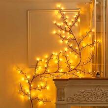 1 pièce de 96 LED Lumière de branche de saule flexible, lumière en forme d'arbre de bouleau, 8 modes de lumière de décoration de vigne, lumière de décoration d'atmosphère intérieure de nuit, convient pour les salons, les fêtes, les festivals, les anniversaires, Noël, Halloween, Thanksgiving. Décoration parfaite. Décorations d'Halloween, ornements de Noël