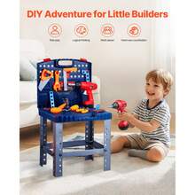 Kids Workbench, 56 Pcs, Kids Tool Bench With Realistic Tools And Electric Drill, Pretend Play Construction Workbench Toys For Toddlers, Toddler Work Bench Learning Gift For Boys & Girls Age 3+ - 彩色 - 查看 2
