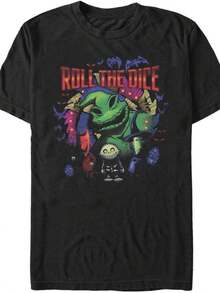 Unisex Nightmare Before Christmas Oogie Dice Organic Short Sleeve T-Shirt - 黑色 - 查看 1