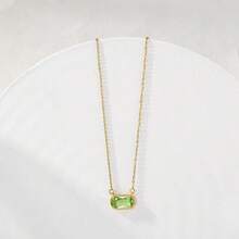 Birthstone Necklace For Women 14k Gold Plated Preppy Oval Stone Necklaces   Pendant Necklaces Birthday Gifts For Women Mom Wife Friends-307968 - 五月綠寶石 - 查看 5
