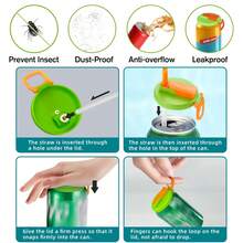 1/2pcs Silicone Straw Lids, Reusable Beverage Can Covers, Ideal For Soda, Canned Drinks, Juices, Food Storage, Parties, Holidays, Travel, Camping, Back To School - Multicolor - View 11