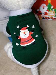 1 Stück Weihnachts-Sweatshirt für Haustiere als Weihnachtsmann, warmer Fleece Weihnachtsmann Hoodie für kleine/mittlere Hunde und Katzen, Weihnachts-Outfit für Haustiere