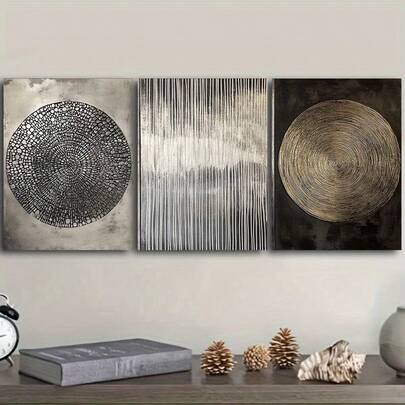 带框帆布墙面艺术画 30x40cm（11.81x15.75英寸）X3 件三种不同纹理（1）适用于家庭、客厅、咖啡店、办公室、墙面装饰艺术、豪华壁挂