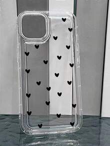 1 件可爱黑色心形图案透明防震气囊手机壳，全覆盖柔软 TPU 保护套，兼容 和 Galaxy 智能手机 - 彩色 - 查看 5