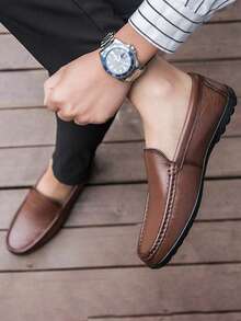 Men's Casual Business Loafers, Fashion Versatile Breathable Slip-On Comfortable Flat Driving Shoes