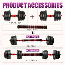 Adjustable Dumbbell Set,44lbs Free Weights Set, 3 In 1 Weight Set Used As Dumbbell, Barbell, Push Up Stand, Fitness Exercise For Home Gym Suitable Men/Women - QUẠT-44POUNDS - Xem 1