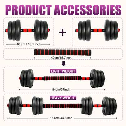 Adjustable Dumbbell Set,44lbs Free Weights Set, 3 In 1 Weight Set Used As Dumbbell, Barbell, Push Up Stand, Fitness Exercise For Home Gym Suitable Men/Women